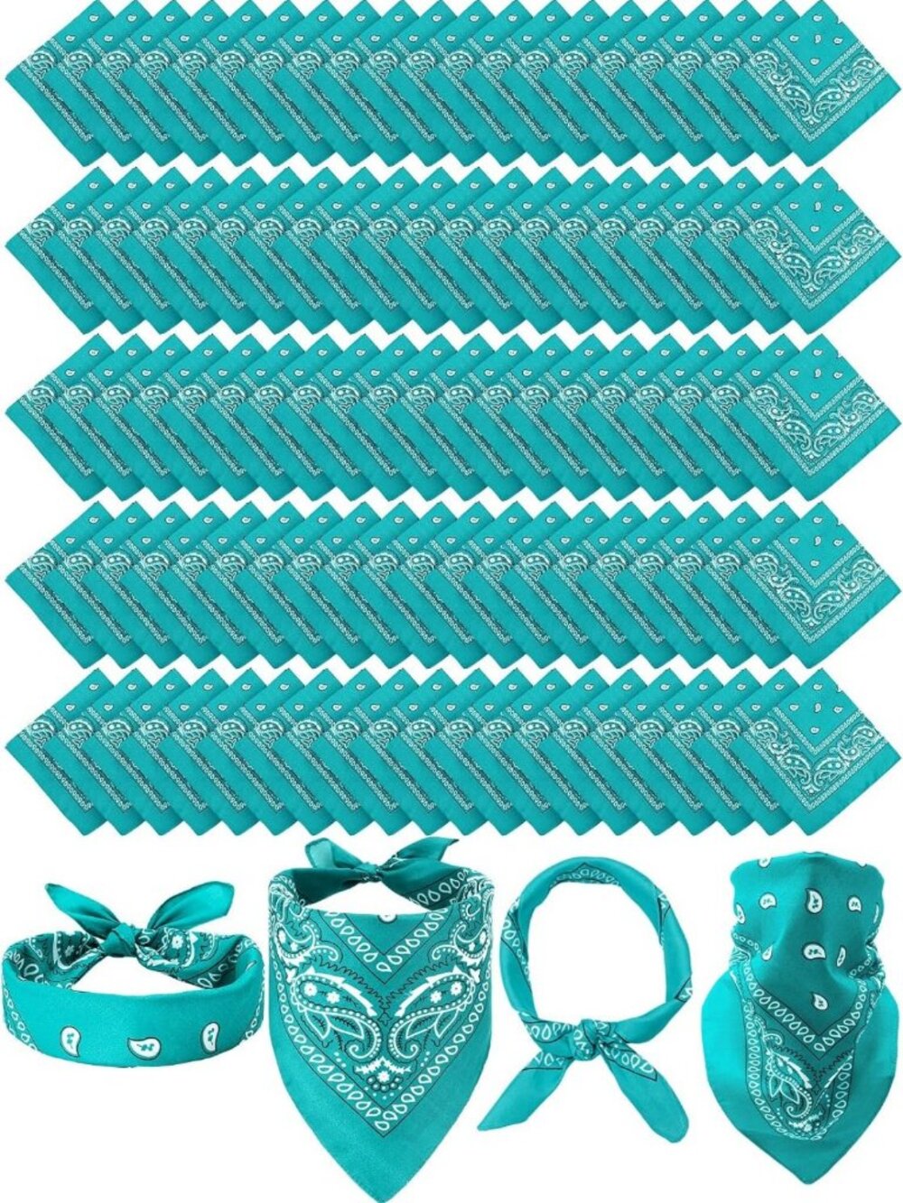 100 Pack Paisley Bandanas for Western Parties, Festivals & Costumes - Versatile